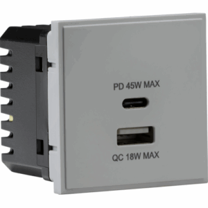 Knightsbridge Dual USB A+C Charger Module (20V DC 2.25A Max. 45W) 50x50mm - Grey