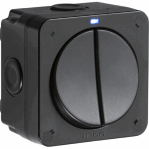 Knightsbridge IP66 20AX 2G SP 2-way switch- Black