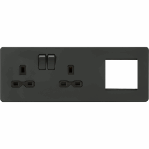 ML Accessories - Knightsbridge 13A 2G DP Socket + 2G Mod Plate Anthracite with Black insert (SFR192LAT)