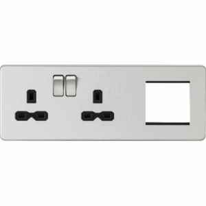 ML Accessories - Knightsbridge 13A 2G DP Socket + 2G Mod Plate Brushed Chrome with Black Insert (SFR192LBC)