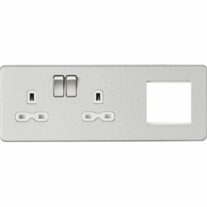 ML Accessories - Knightsbridge 13A 2G DP Socket + 2G Mod Plate Brushed Chrome with White Insert (SFR192LBCW)