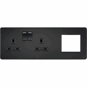ML Accessories - Knightsbridge 13A 2G DP Socket + 2G Mod Plate Matt Black with Black insert (SFR192LMBB)