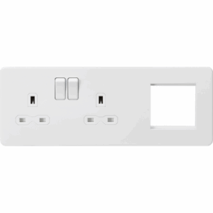 ML Accessories - Knightsbridge 13A 2G DP Socket + 2G Mod Plate Matt White with White Insert (SFR192LMW)