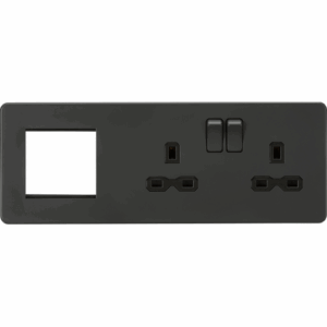 ML Accessories - Knightsbridge 13A 2G DP Socket + 2G Mod Plate Anthracite with black Insert (SFR192RAT)