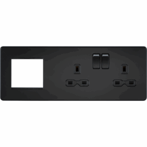 ML Accessories - Knightsbridge 13A 2G DP Socket + 2G Mod Plate Matt Black with Black Insert (SFR192RMBB)