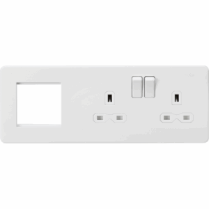 ML Accessories - Knightsbridge 13A 2G DP Socket + 2G Mod Plate Matt White with White Insert (SFR192RMW)