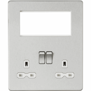 ML Accessories - Knightsbridge Small Multi Combination Plate Brushed Chrome with White Insert (SFR194BCW)