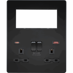 ML Accessories - Knightsbridge Small Multi Combo Plate + Dual USB A+C 12V DC 1.5A (Max. 18W) Matt Black w/Black Insert (SFR994MBB)