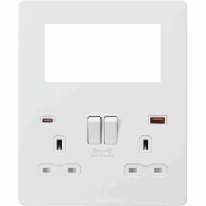 ML Accessories - Knightsbridge Small Multi Combo Plate + Dual USB A+C 12V DC 1.5A (Max. 18W) Matt White w/White Insert (SFR994MW)