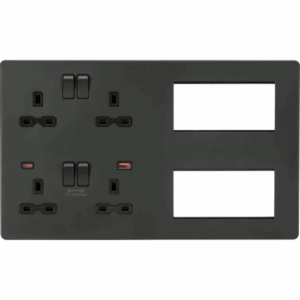 ML Accessories - Knightsbridge Multi Combo Plate + Dual USB A+C 12V DC 1.5A (Max. 18W) Anthracite w/Black Insert (SFR998AT)