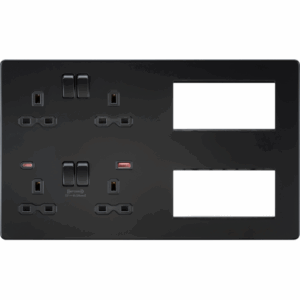 ML Accessories - Knightsbridge Multi Combo Plate + Dual USB A+C 12V DC 1.5A (Max. 18W) Matt Black w/Black Insert (SFR998MBB)