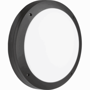 Knightsbridge 230V IP65 18W LED Round Bulkhead CCT with Daylight Sensor Black