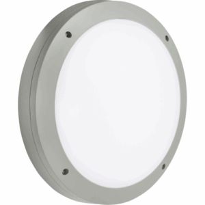 Knightsbridge 230V IP65 18W LED Round Bulkhead CCT with Daylight Sensor Grey