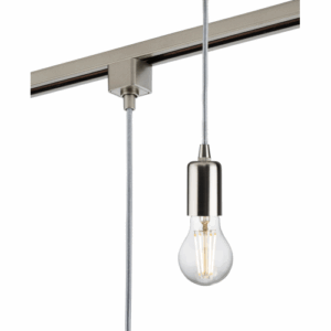 Knightsbridge Single Circuit - Knightsbridge 230V 1.8M E27 Contemporary Track Pendant - Brushed Chrome (TRK8270BC)