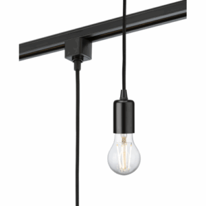 Knightsbridge Single Circuit - Knightsbridge 230V 1.8M E27 Contemporary Track Pendant - Black (TRK8270BK)