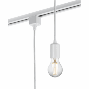 Knightsbridge Single Circuit - Knightsbridge 230V 1.8M E27 Contemporary Track Pendant - White (TRK8270W)