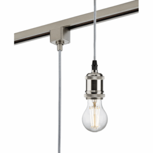 Knightsbridge Single Circuit - Knightsbridge 230V 1.8M E27 Vintage Track Pendant - Brushed Chrome (TRK8271BC)