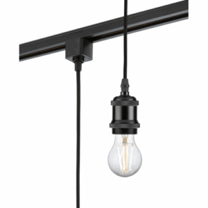 Knightsbridge Single Circuit - Knightsbridge 230V 1.8M E27 Vintage Track Pendant - Black (TRK8271BK)