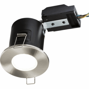 GU10 Downlights - Knightsbridge 230V IP20 Fixed GU10 Fire-Rated Downlight- Brushed Chrome (VFCFBC)