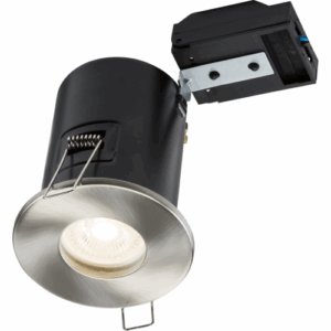 GU10 Downlights - Knightsbridge 230V IP65 Fixed GU10 Fire-Rated Downlight Brushed Chrome (VFCFIPBC)