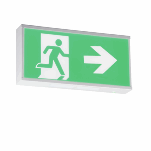 Exit Sign Legends - Knightsbridge Running Man Legend for product EMRUN with Right Facing Arrow (EMRUNR)