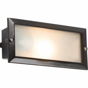 Knightsbridge IP44 E27 Bricklight with Plain and Louvred Black Cover