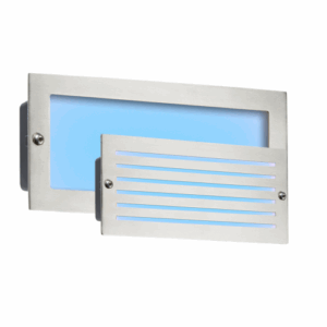 Knightsbridge 230V IP54 5W Blue LED Recessed Brick Light - Brushed Steel Fascia