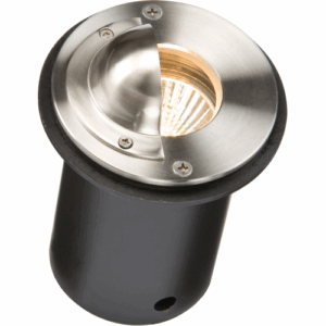 Ground & Drive Over - Knightsbridge IP65 230V Round Stainless Steel Walkover Ground Light with Half-Lip Cover (CAPWGU)