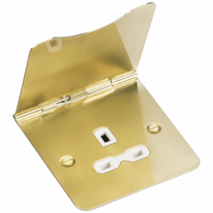 Knightsbridge 13A 1G Unswitched Floor Socket Brushed Brass with White Insert