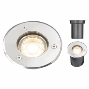 Ground & Drive Over - Knightsbridge 230V IP65 3W LED Stainless Steel Recessed Ground Light 3000K (LEDGL3W)