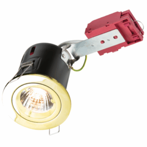 GU10 Downlights - Knightsbridge 230V IP20 50W Fixed GU10 IC Fire-Rated Downlight in Brass (VFRDGICB)