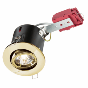 GU10 Downlights - Knightsbridge 230V IP20 50W GU10 IC Fire-Rated Tilt Downlight Brass (VFRSGICB)