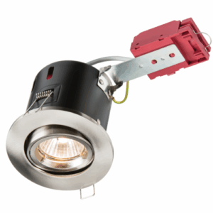 GU10 Downlights - Knightsbridge 230V IP20 50W GU10 IC Fire-Rated Tilt Downlight Brushed Chrome (VFRSGICCBR)