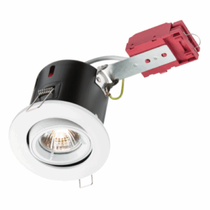 GU10 Downlights - Knightsbridge 230V IP20 50W GU10 IC Fire-Rated Tilt Downlight White (VFRSGICW)