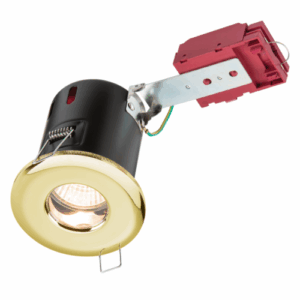 GU10 Downlights - Knightsbridge 230V IP65 GU10 IC Fire-Rated Shower Downlight Brass (VFRSHGICB)