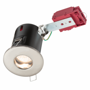 GU10 Downlights - Knightsbridge 230V IP65 GU10 IC Fire-Rated Shower Downlight Brushed Chrome (VFRSHGICCBR)