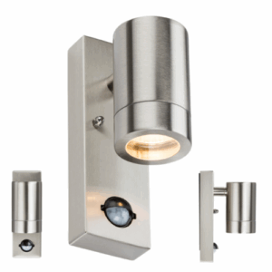 ML Accessories - Knightsbridge 230V IP44 GU10 Stainless Steel Wall Light with Pir (WALL5LSS)