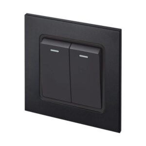 Retrotouch Aura Double Light Switch - Matt Black