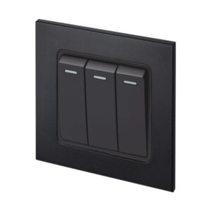 Retrotouch Aura Triple Rocker Light Switch - Matt Black