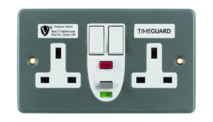 Timeguard Valiance+ RCD Protected Double Gang Metal Switched Socket Passive