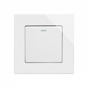 White Plain Glass - Retrotouch Crystal Mechanical Light Switch 1 Gang Intermediate (White PG) (00194)