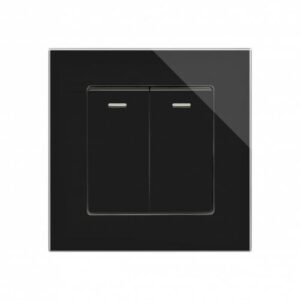 Retrotouch Crystal Mechanical Light Switch 2 Gang Intermediate (Black PG)