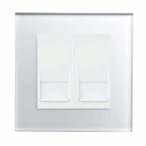 White Plain Glass - Retrotouch Crystal Dual Rj11 Socket (White PG) (00307)