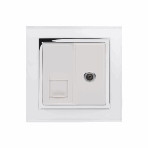 White Chrome Trim - Retrotouch Crystal CAT5E / Sat Socket (White CT) (01810)