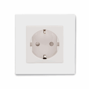 White Plain Glass - Retrotouch Crystal 16a Single Schuko Plug Socket (White PG) (04022)