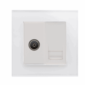 White Plain Glass - Retrotouch Crystal Tv/master Socket (White PG) (04072)