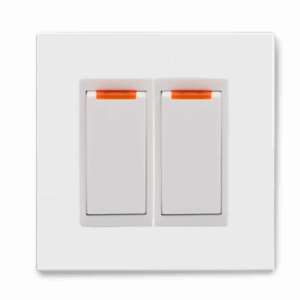 White Plain Glass - Retrotouch Crystal 20A Dual Switch With Neon (White PG) (04204)