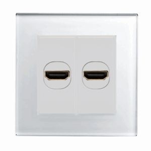 White Plain Glass - Retrotouch Crystal Dual Hdmi Socket (White PG) (04212)