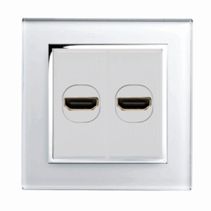 White Chrome Trim - Retrotouch Crystal Dual Hdmi Socket (White CT) (04213)