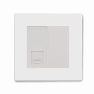 White Plain Glass - Retrotouch Crystal Single CAT6e Socket (White PG) (04225)